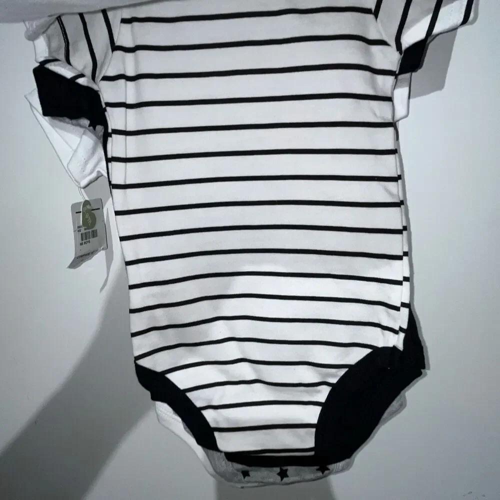 Lot of 5 Little Treasure Baby‎ Boys Bodysuits Black White Size 6-9 Months NWT